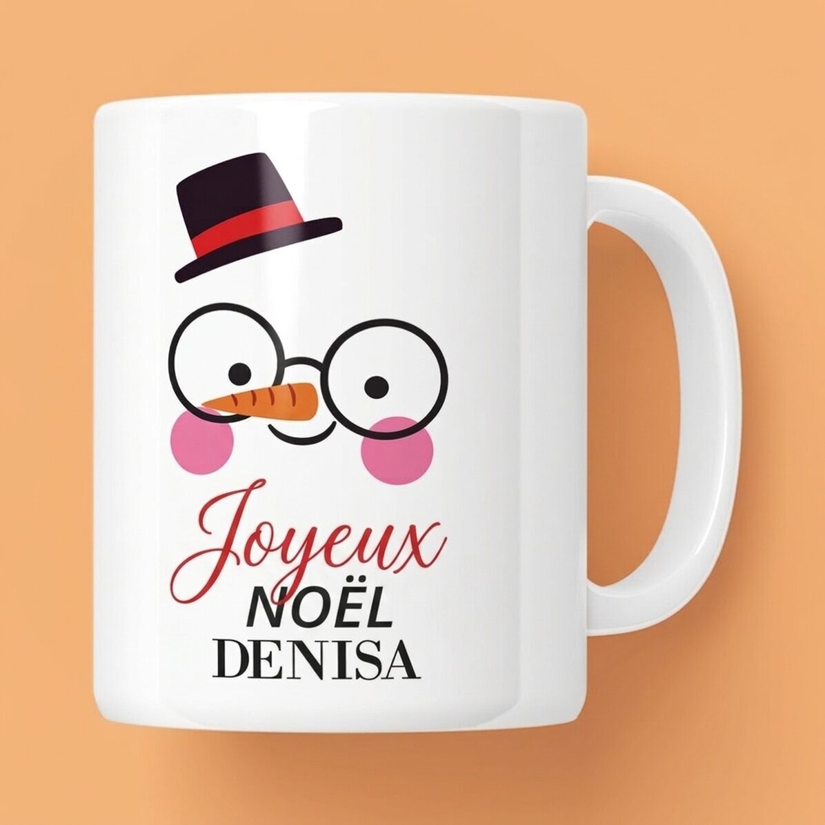 Tasse personnalisée avec inscription - Bonhomme de neige