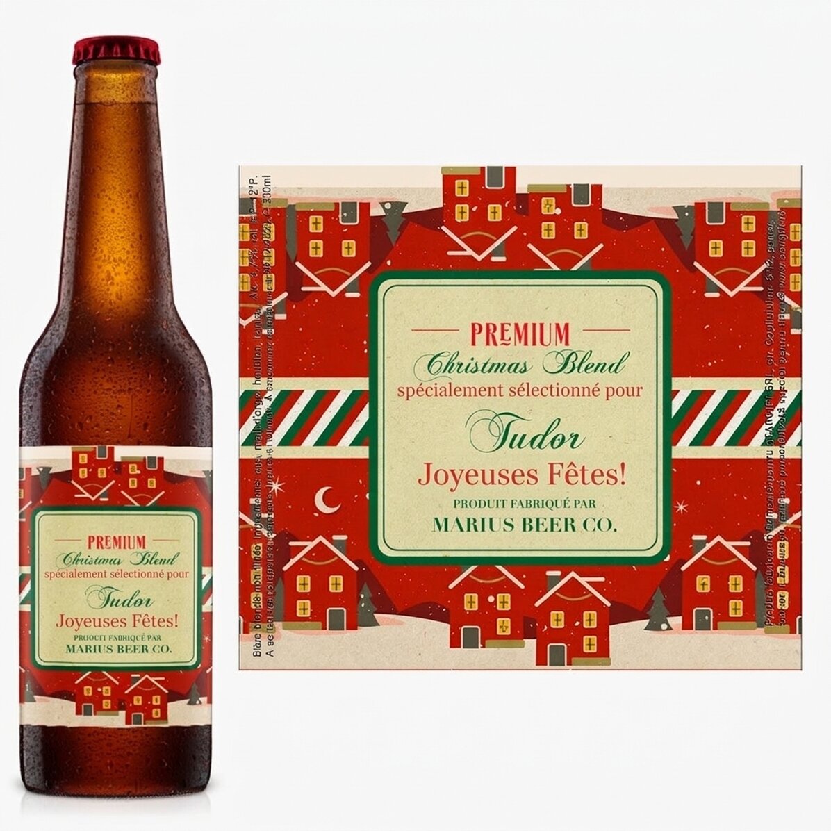 Bière personnalisée avec un texte - Vintage Christmas Blend