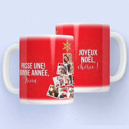 Tasse personnalisée avec 10 photos et un texte - Souvenirs de Noël