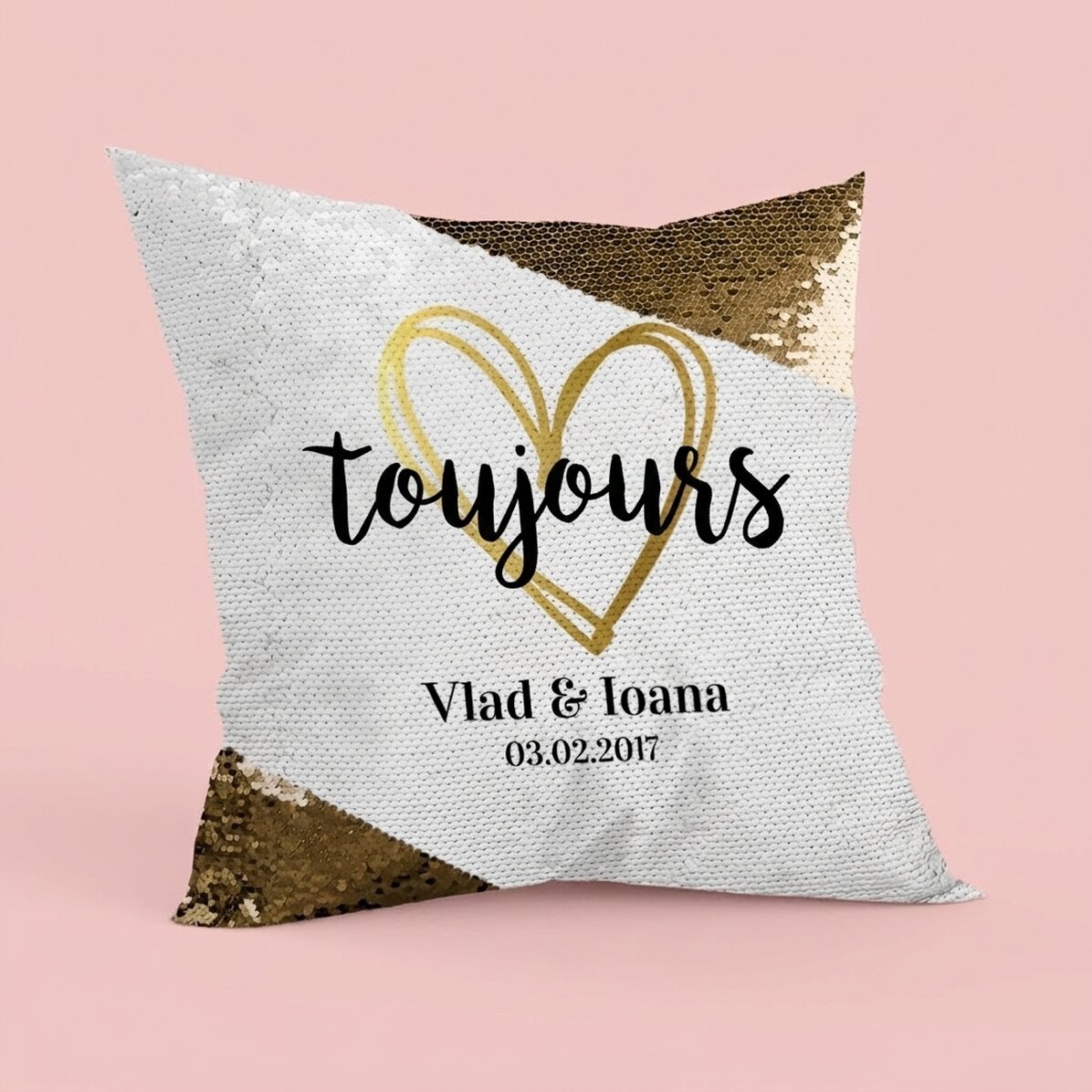 Coussin à paillettes personnalisé avec inscription - Always
