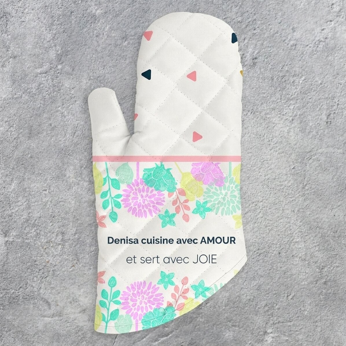 Gant de cuisine personnalisé avec inscription - « Mixed with love »