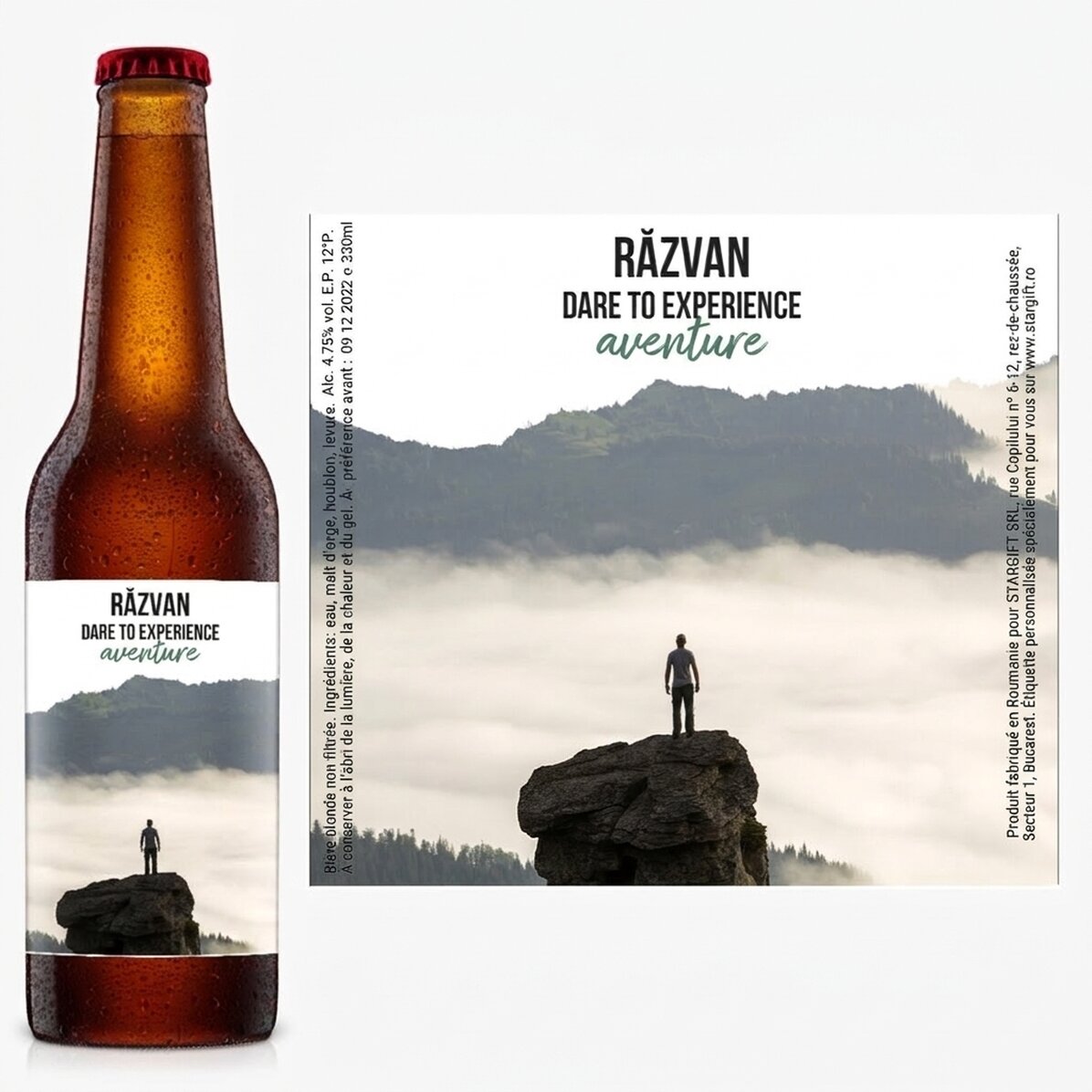 Bière personnalisée avec un texte et une photo - Dare to...