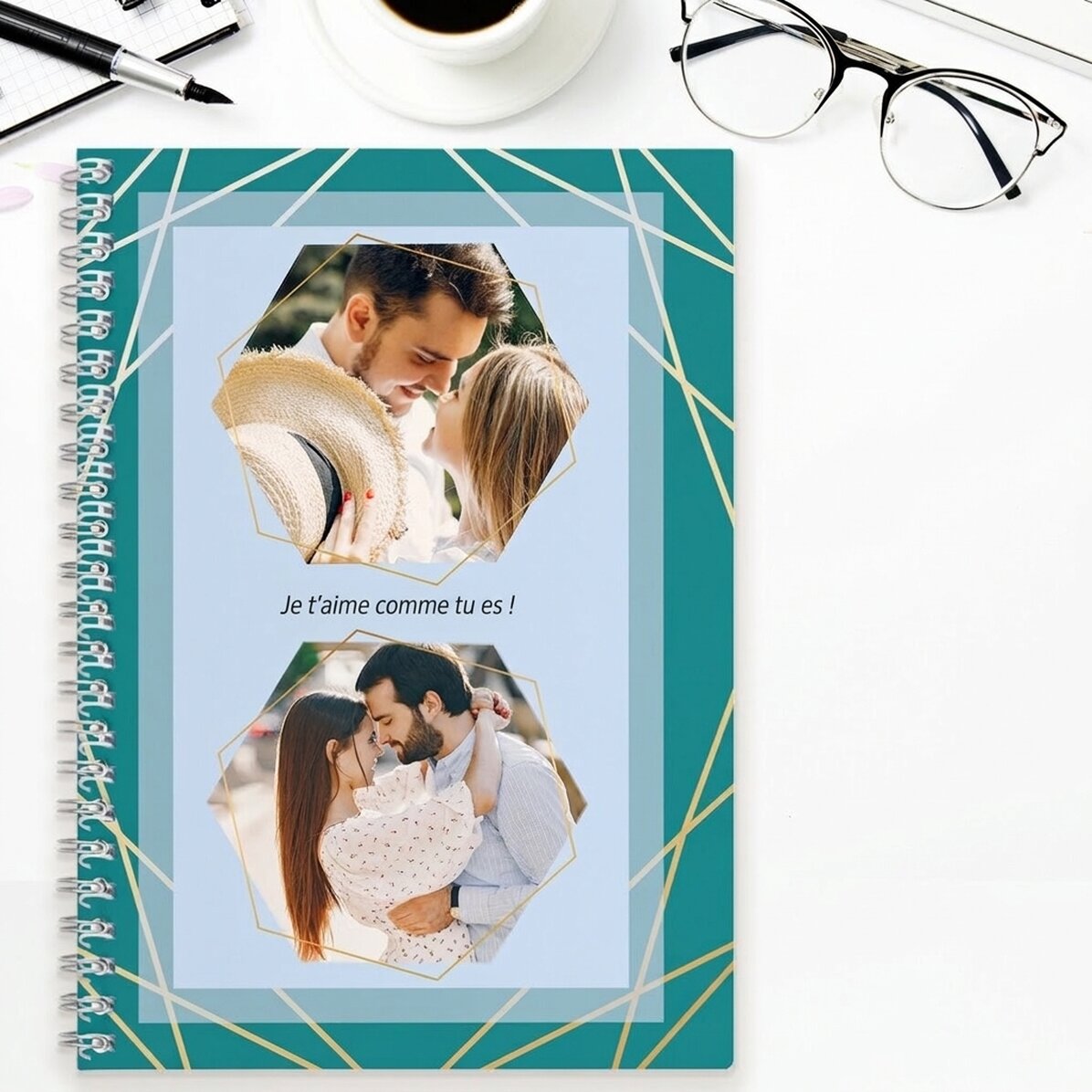 Carnet personnalisé avec 2 photos et un texte - Feelings