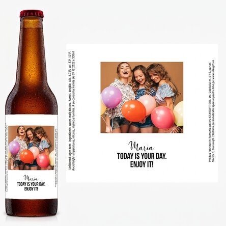 Bière personnalisée avec un texte et une photo - Bonheur