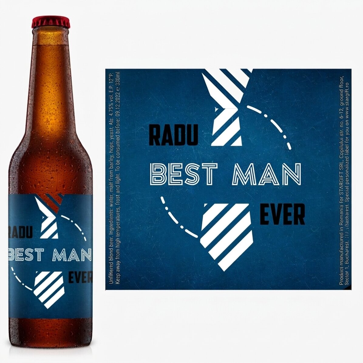 Bière personnalisée avec un texte - Témoin