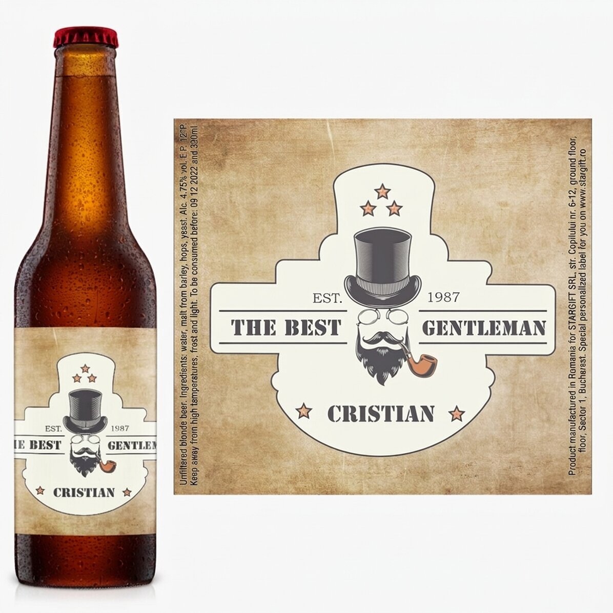 Bière personnalisée avec un texte - Gentleman