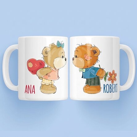 Tasses pour couple avec inscription - motif oursons