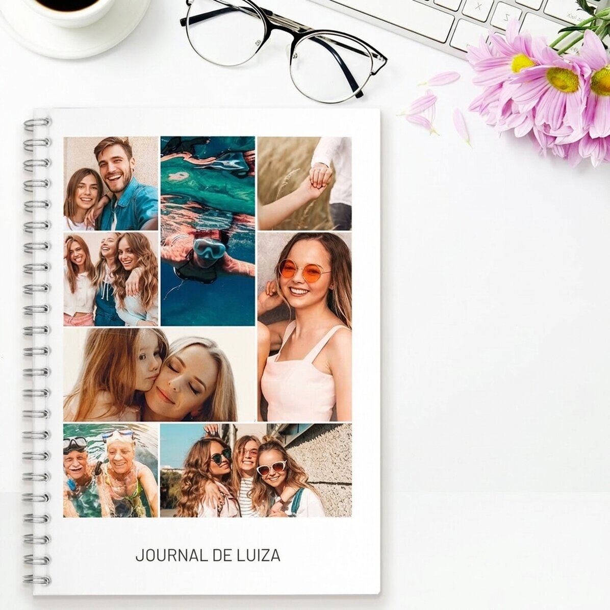 Carnet personnalisé avec 8 photos et un texte - Meilleurs amis