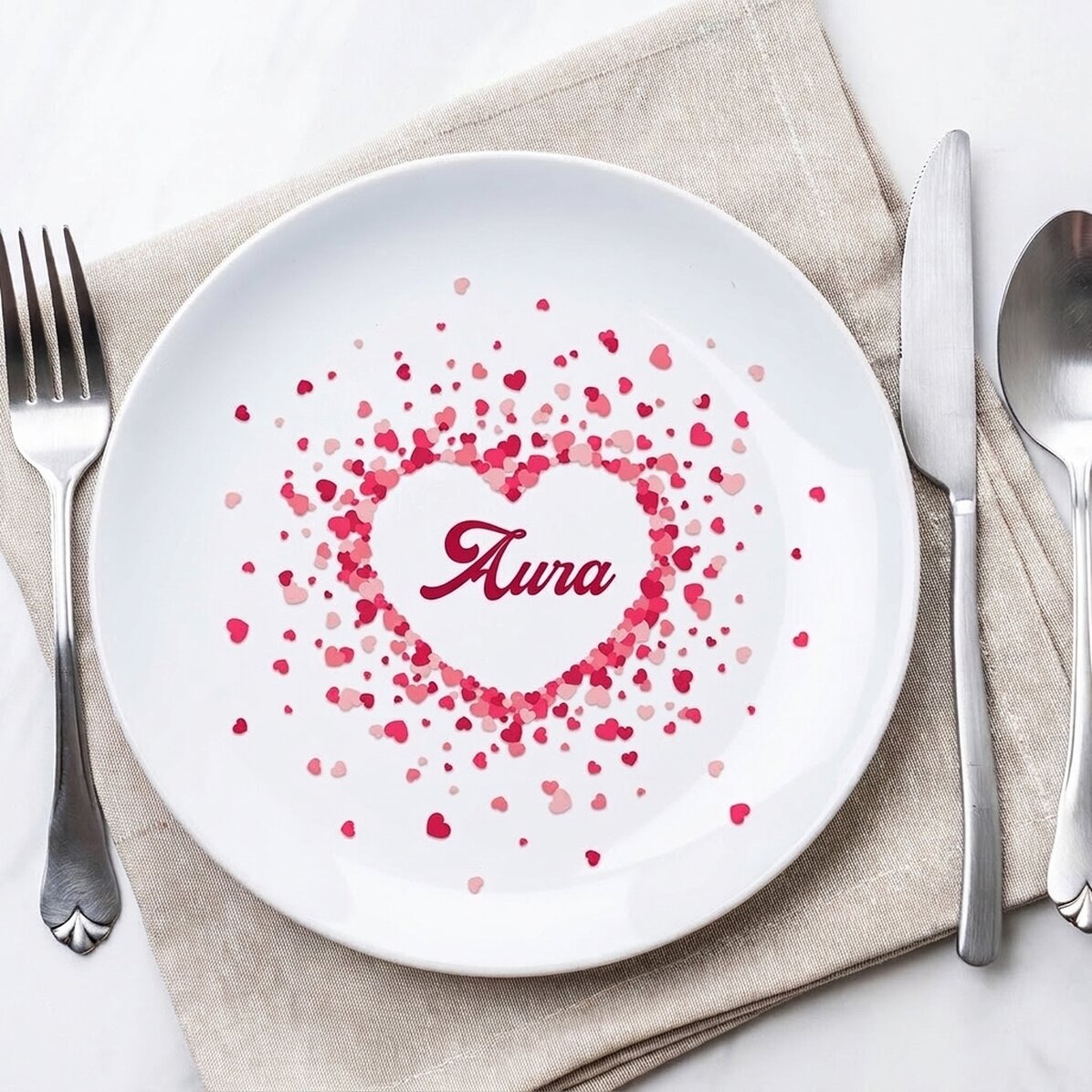 Assiette personnalisée avec inscription - Sparkle of hearts