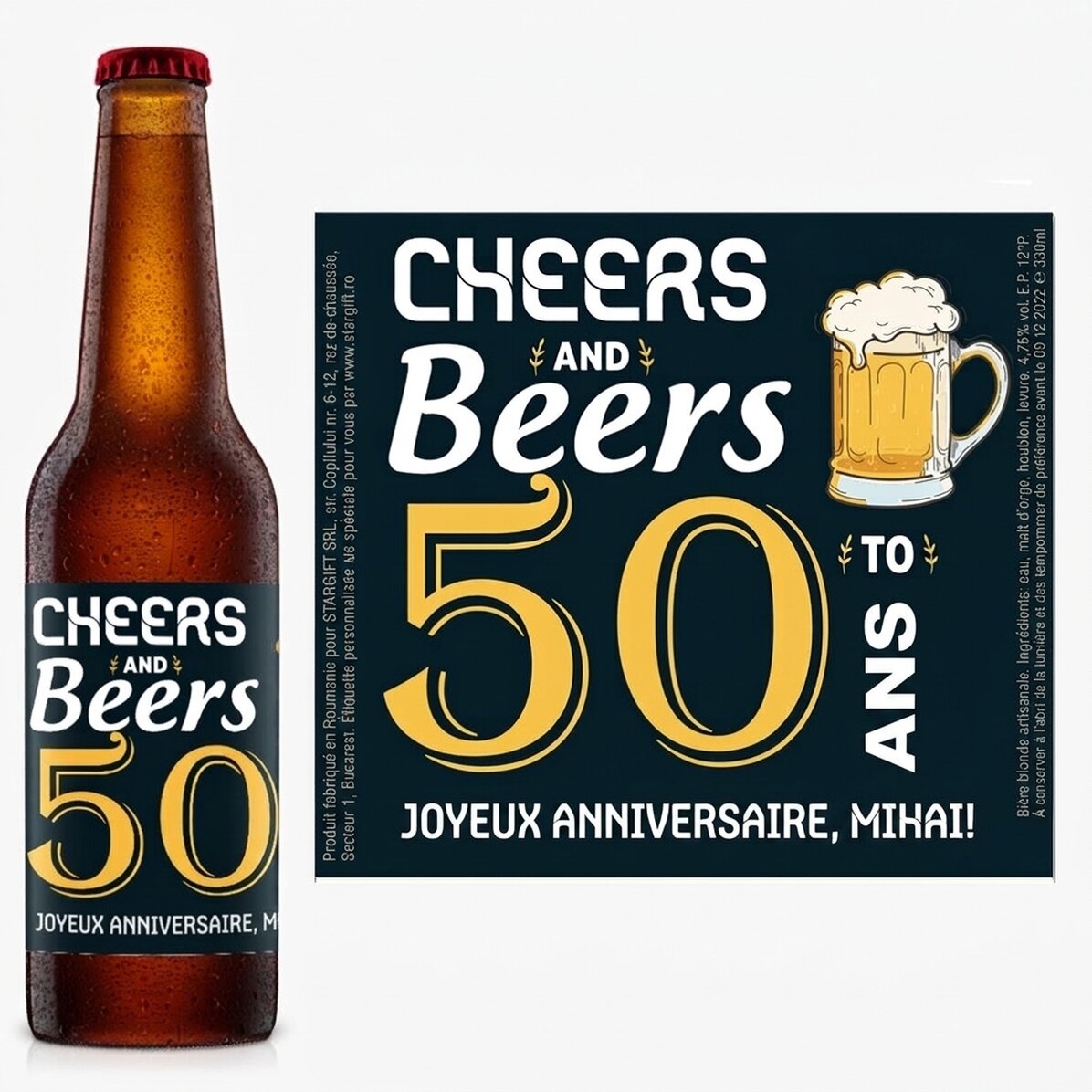 Bière personnalisée avec un texte - Cheers
