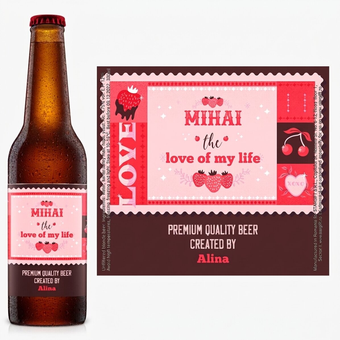 Bière personnalisée avec un message - Saint-Valentin