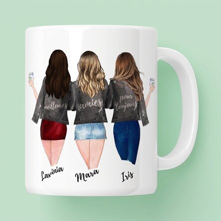 Tasse personnalisée avec inscription - « 3 Best friends »