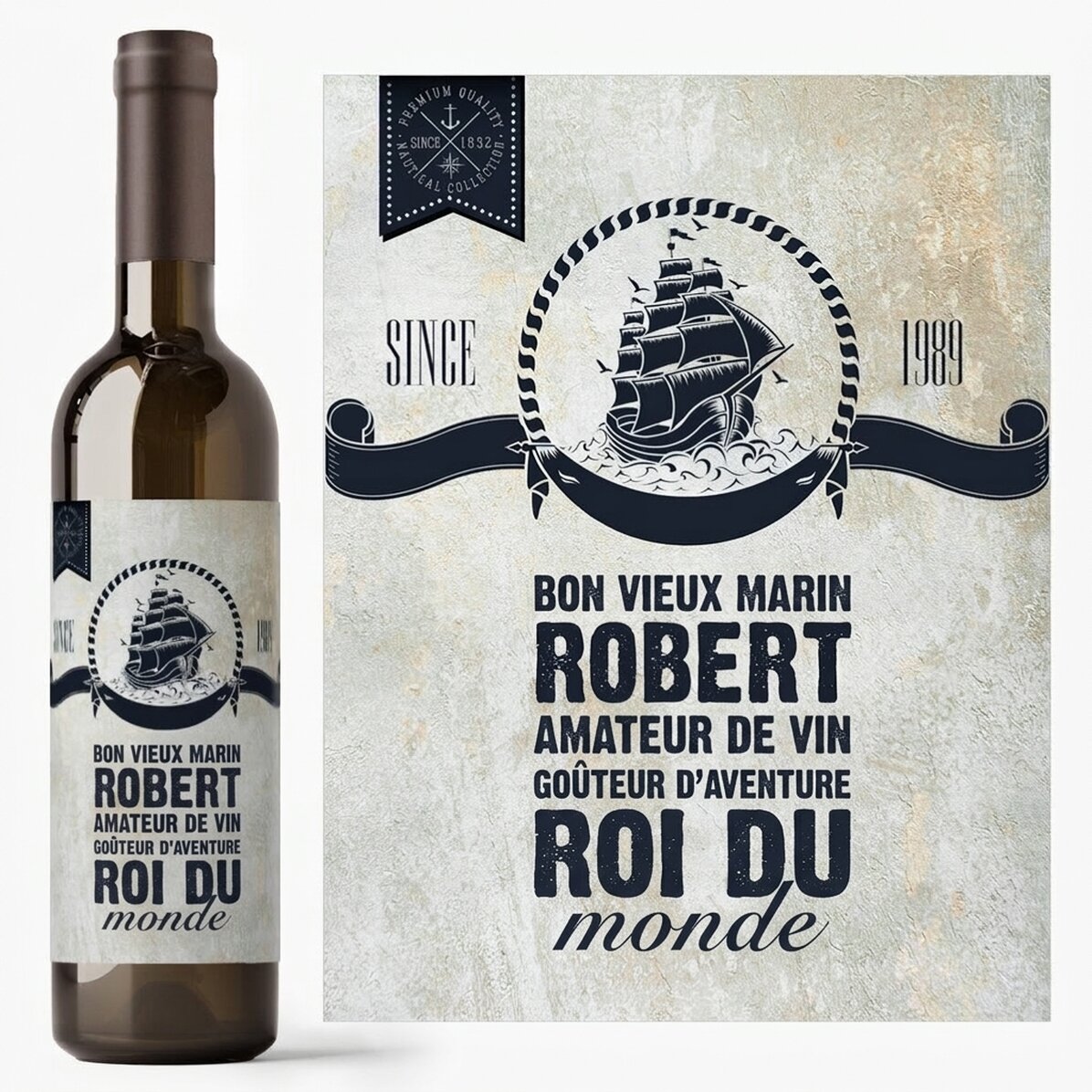 Vin personnalisé avec un message - Sailor