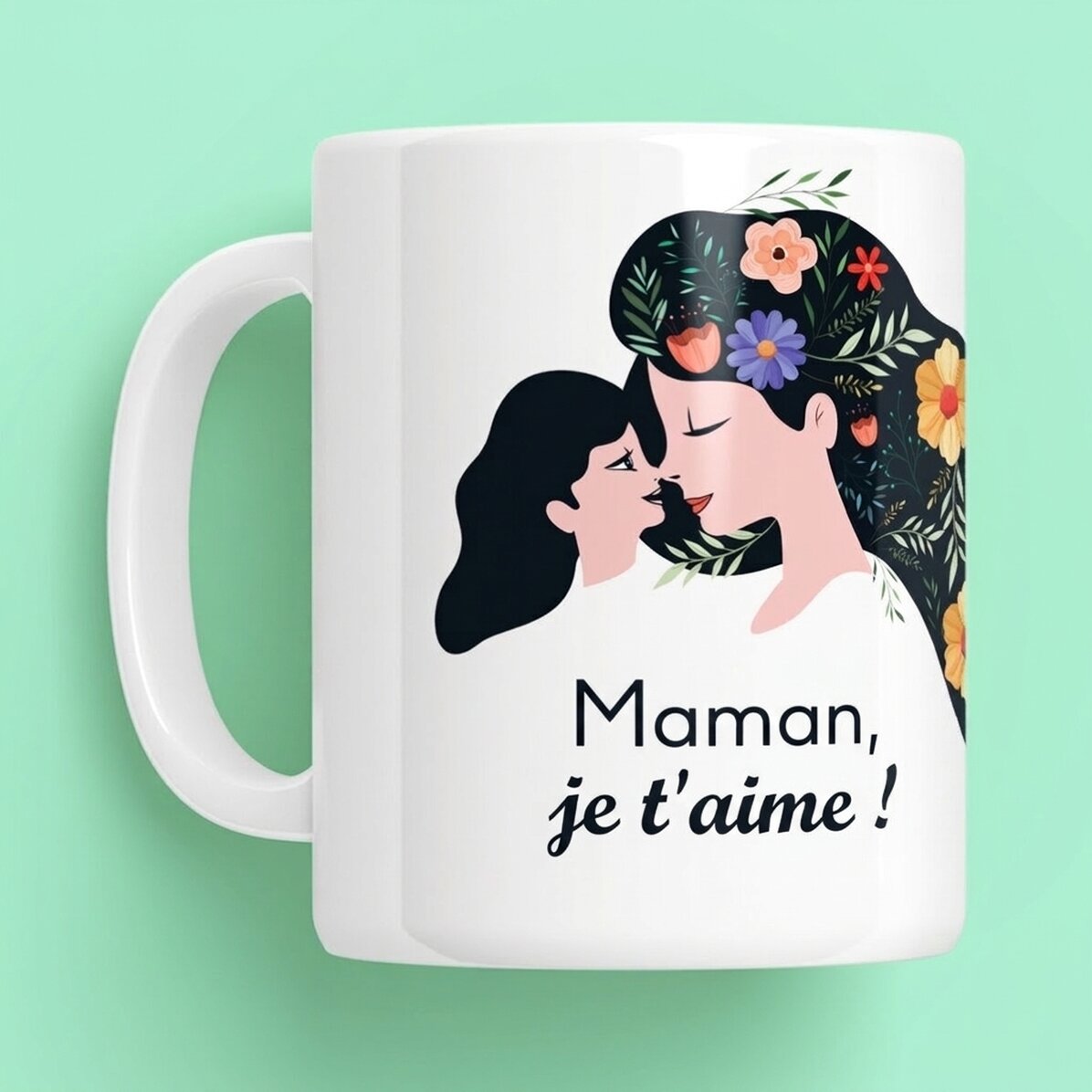 Tasse personnalisée avec le texte « Maman, je t