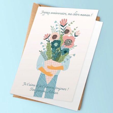 Carte de vœux personnalisée avec texte - Un bouquet d'amour !