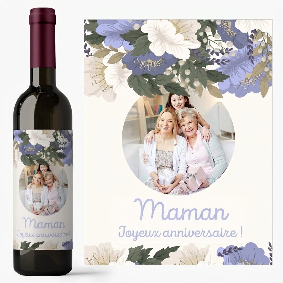 Vin personnalisé avec un message pour la Fête des Mères