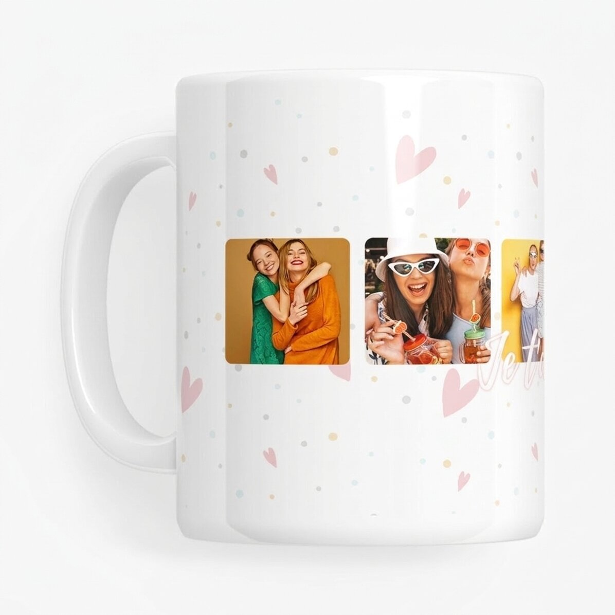 Tasse personnalisée avec 6 photos carrées et le texte « I love You » - Célébrez l