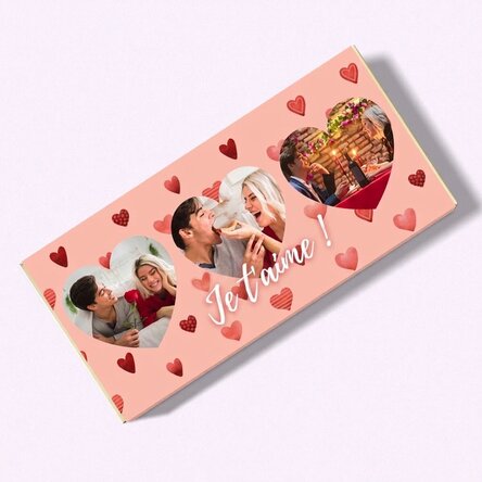 Chocolat personnalisé avec 3 photos - Je t'aime !