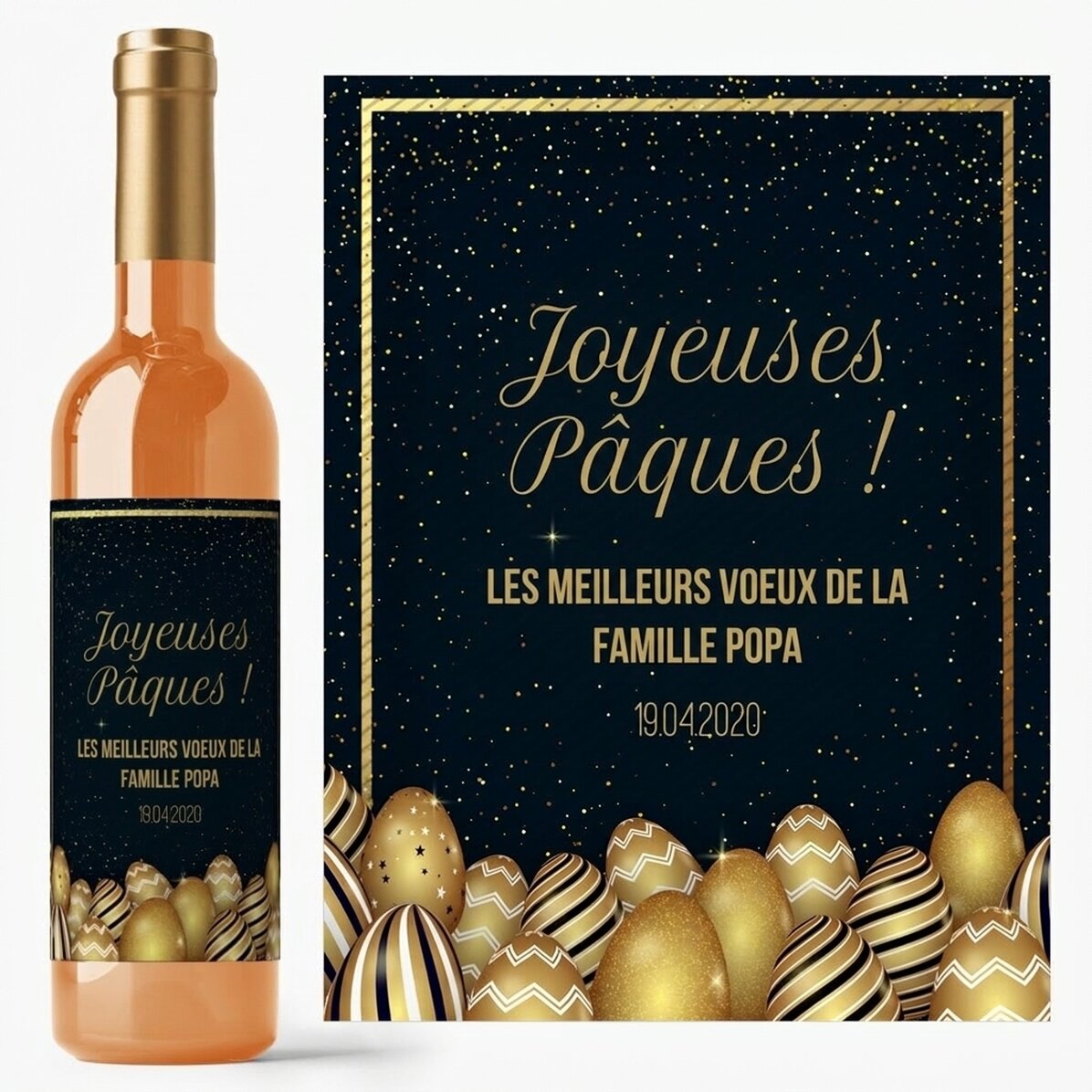 Vin personnalisé avec un message pour Pâques