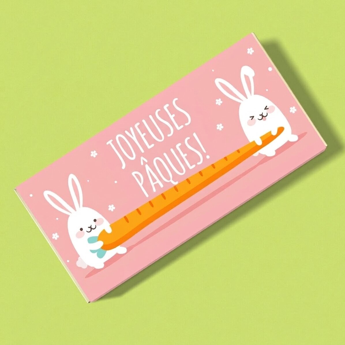 Chocolat personnalisé avec un prénom et un message - Lapins