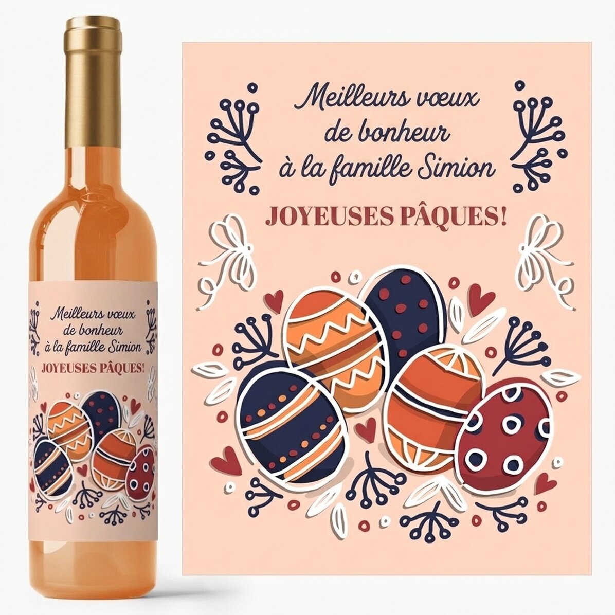 Vin personnalisé avec un message - Vœux de Pâques