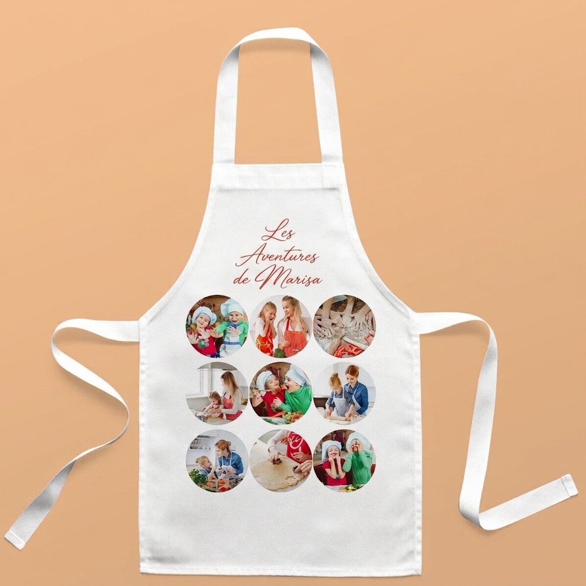 T-shirt personnalisé pour enfants avec 9 photos et un texte - Aventures en cuisine
