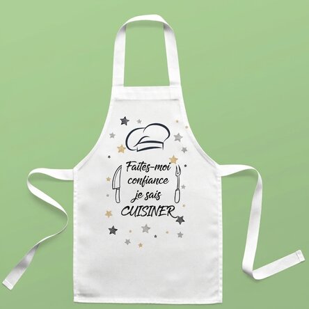 T-shirt personnalisé pour enfants avec inscription : « Trust me, I know how to cook »
