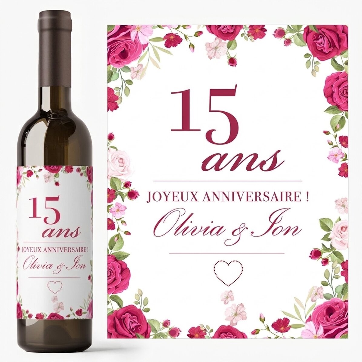 Vin personnalisé avec un message - Ensemble