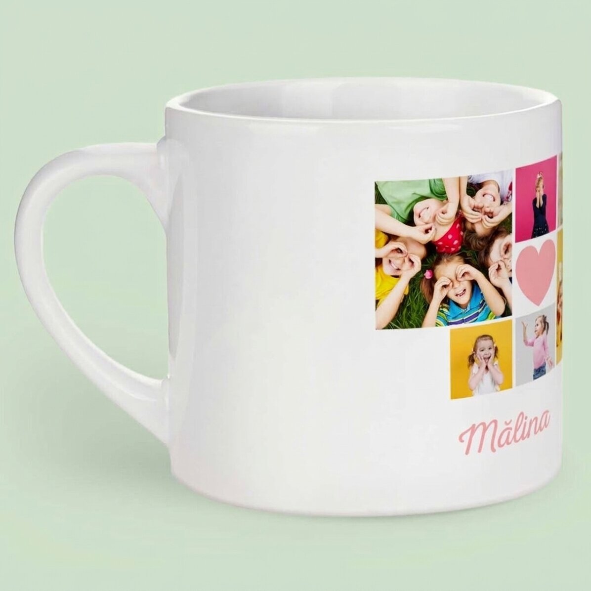 Tasse personnalisée pour enfants avec 6 photos et un texte