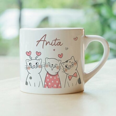 Tasse personnalisée pour enfants avec inscription - Playful Cats