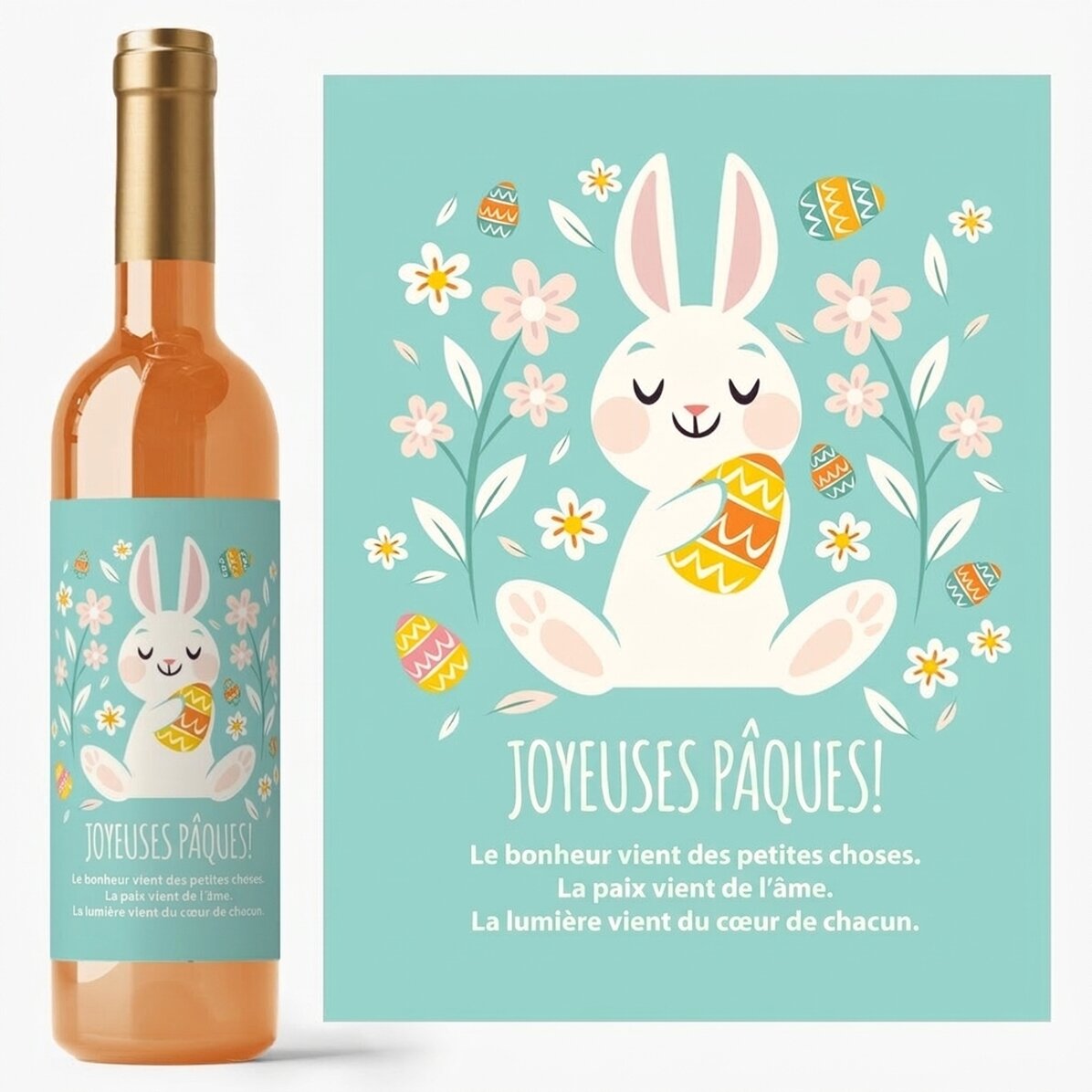Vin personnalisé avec inscription - Happy Bunny