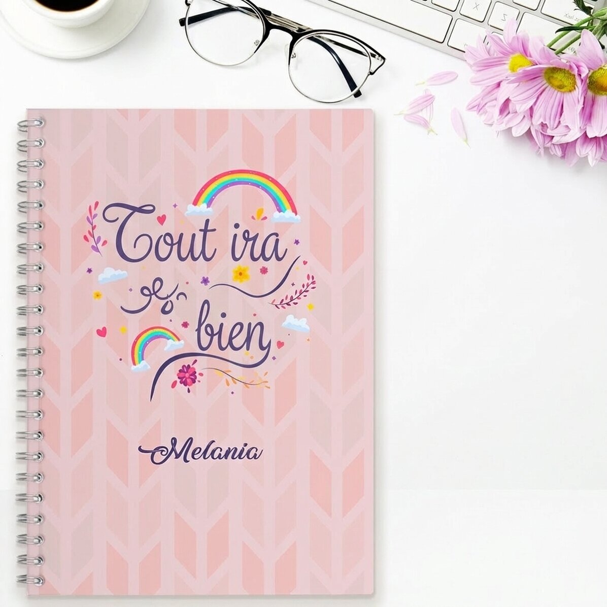 Carnet personnalisé avec le texte « Tout ira bien »