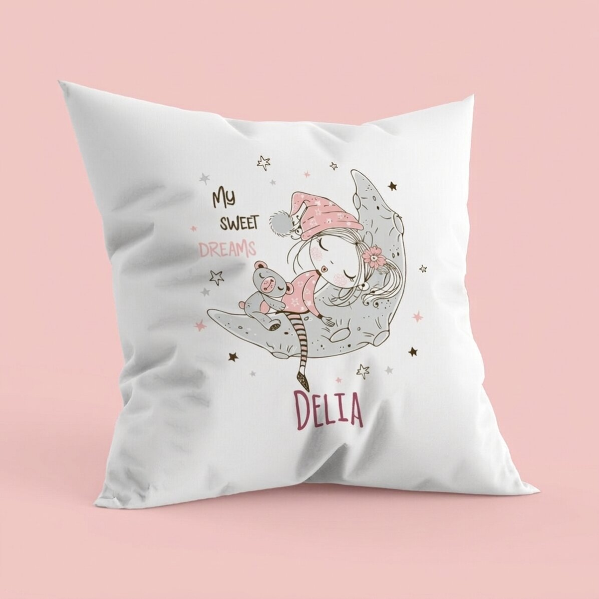 Coussin personnalisé avec inscription - Fais de beaux rêves