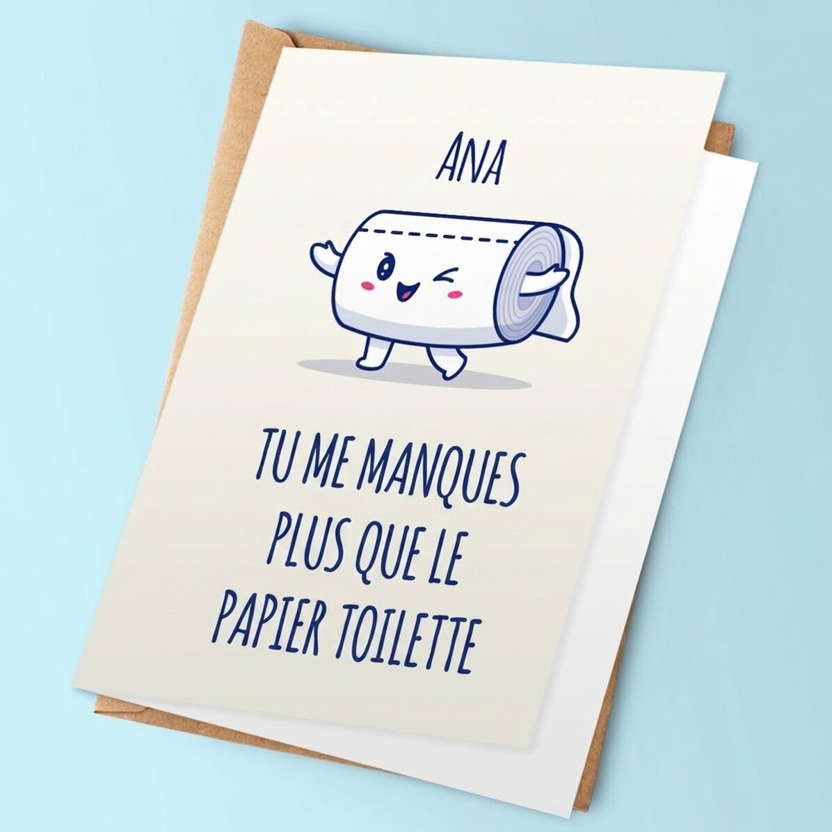 Carte de vœux personnalisée avec texte - Papier toilette