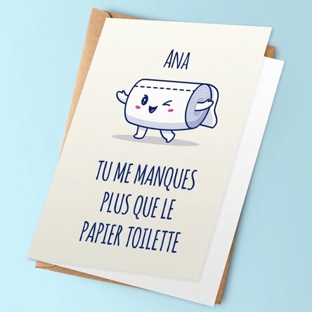 Carte de vœux personnalisée avec texte - Papier toilette