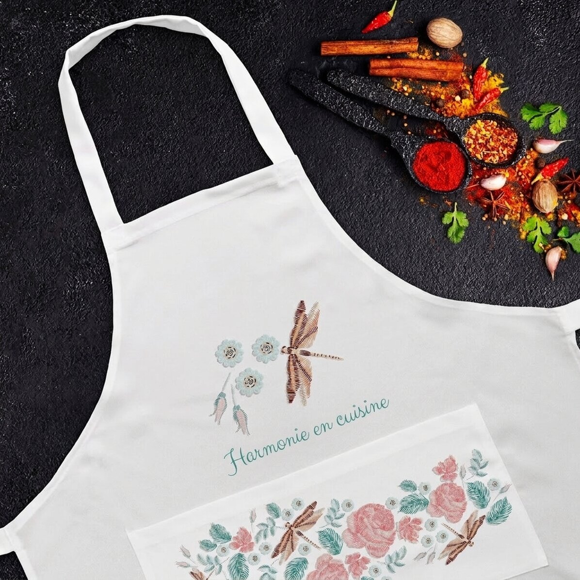 Tablier personnalisé avec texte - Harmonie dans la cuisine
