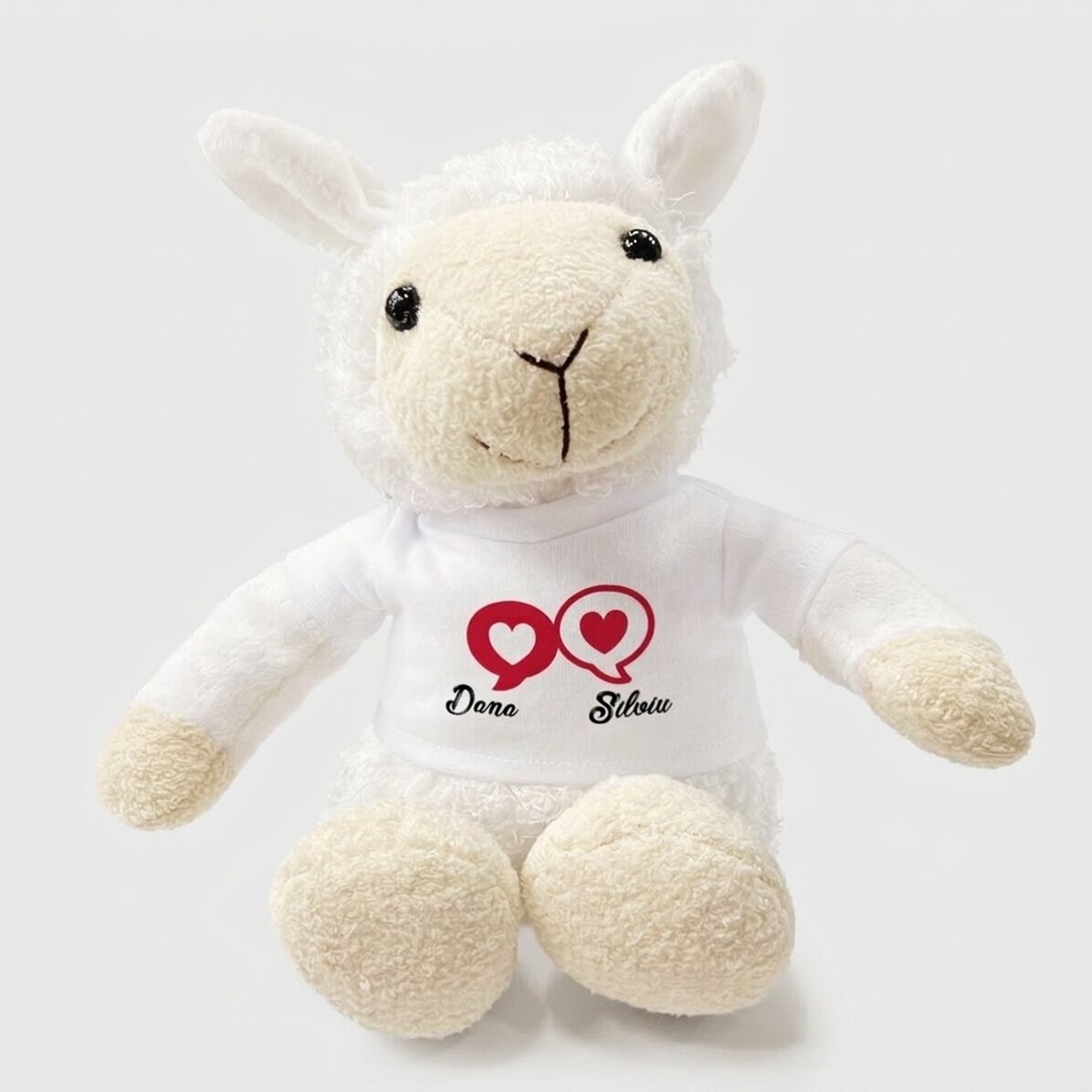 Peluche de mouton personnalisée avec un texte - Cœurs de chat
