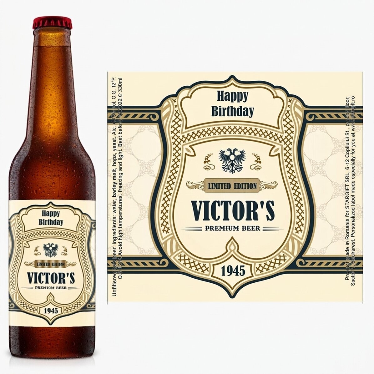 Bière personnalisée avec un texte - Blason