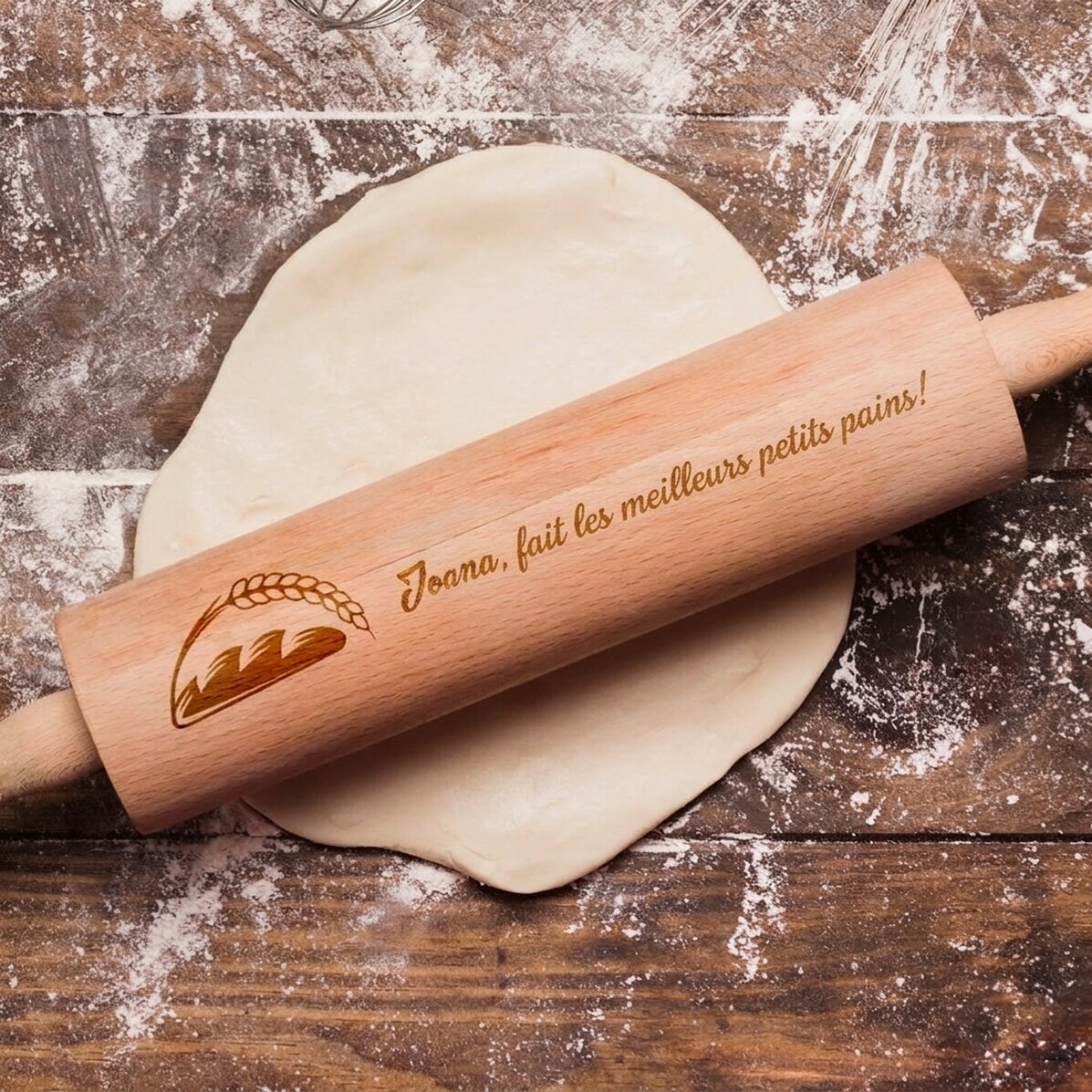 Rouleau à pâtisserie en bois personnalisé - Les meilleurs petits pains
