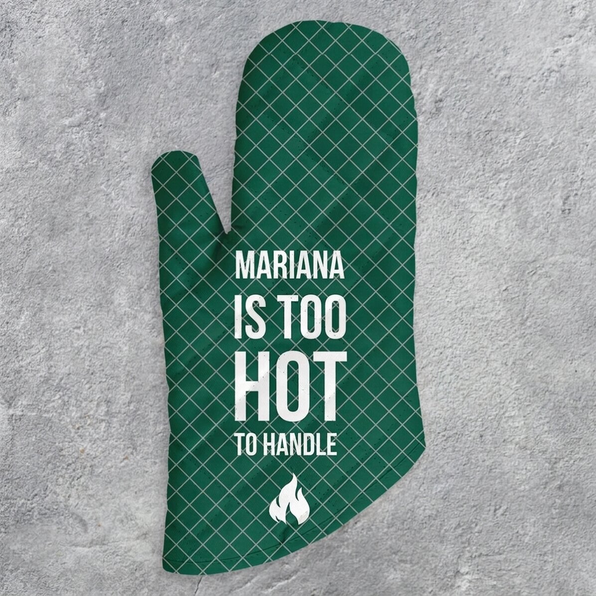 Gant de cuisine personnalisé avec inscription - « Too hot »