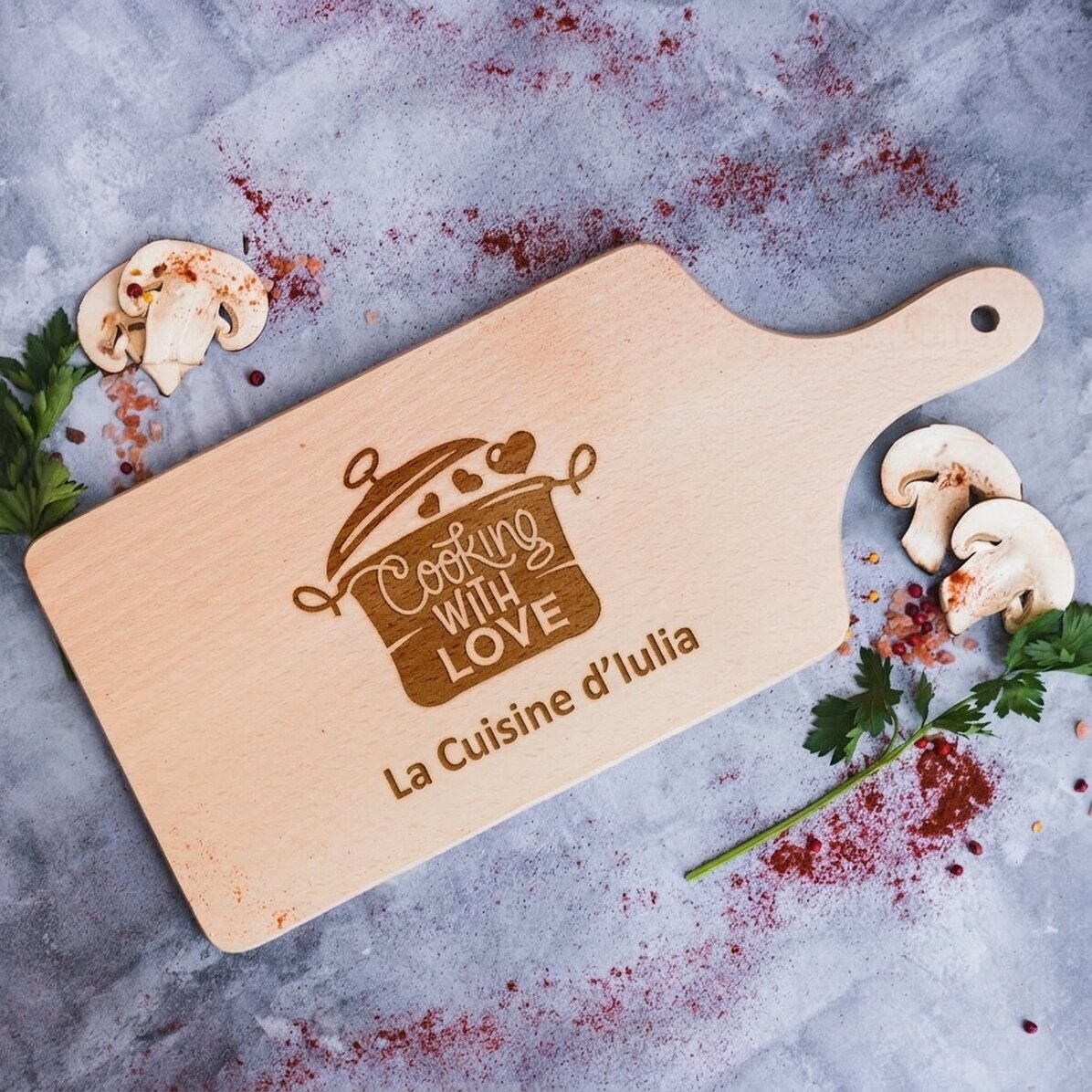 Planche à découper personnalisée - Cooking with love