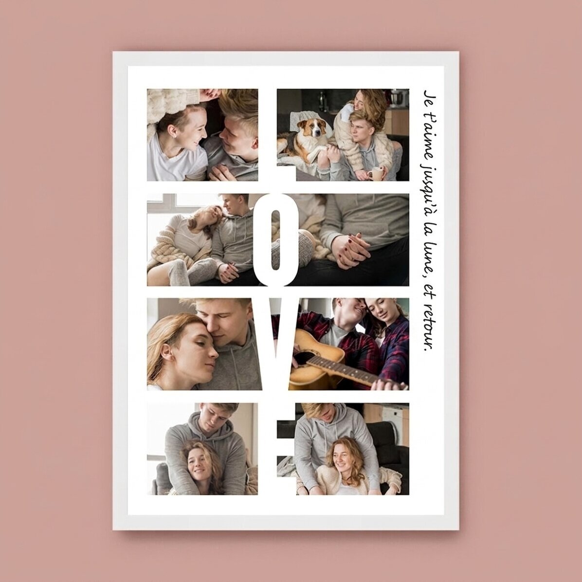 Tableau personnalisé avec un texte et 8 photos - LOVE
