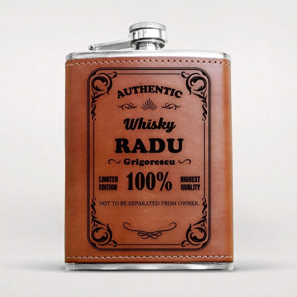 Flacon de poche personnalisé recouvert de cuir - Authentic Drink