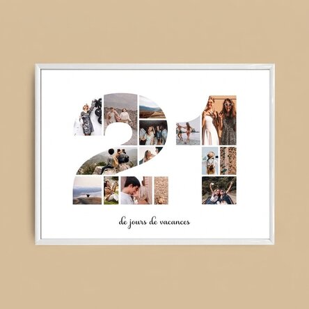 Tableau paysage personnalisé avec 15 photos (modèle n° 21) et un message
