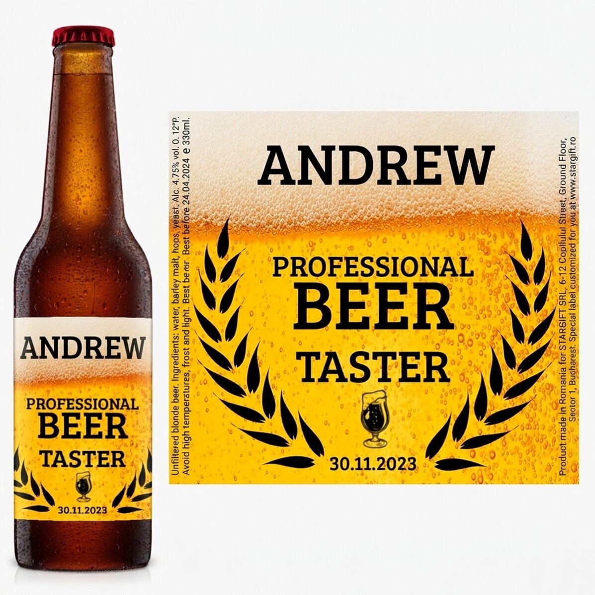 Bière personnalisée avec un texte - Beer taster