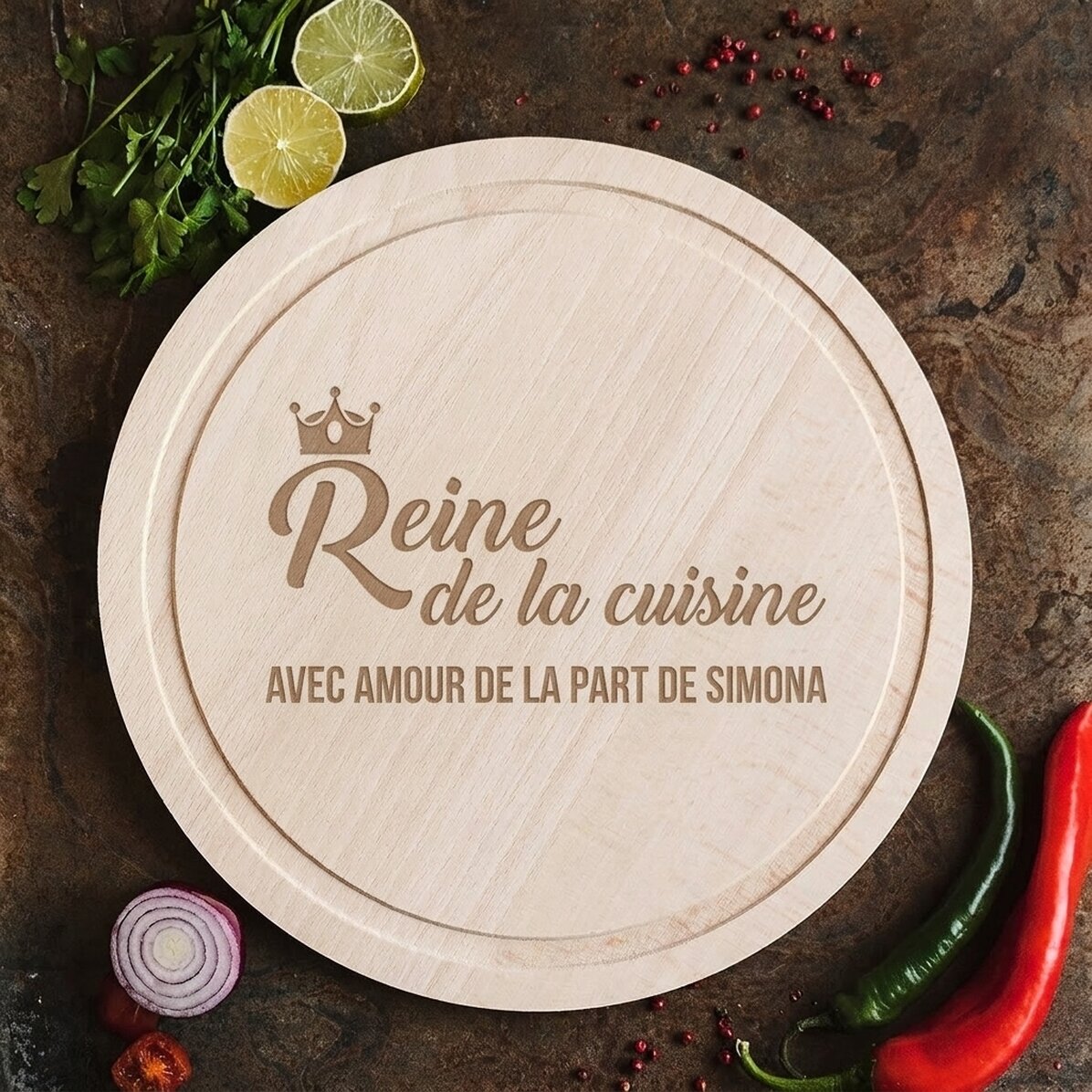 Planche à découper ronde personnalisée - Queen of the Kitchen