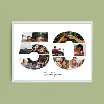 Tableau paysage personnalisé avec 11 photos, modèle n° 50, et un message