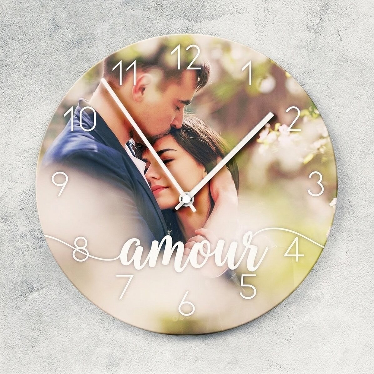 Montre personnalisée avec une photo et un message d