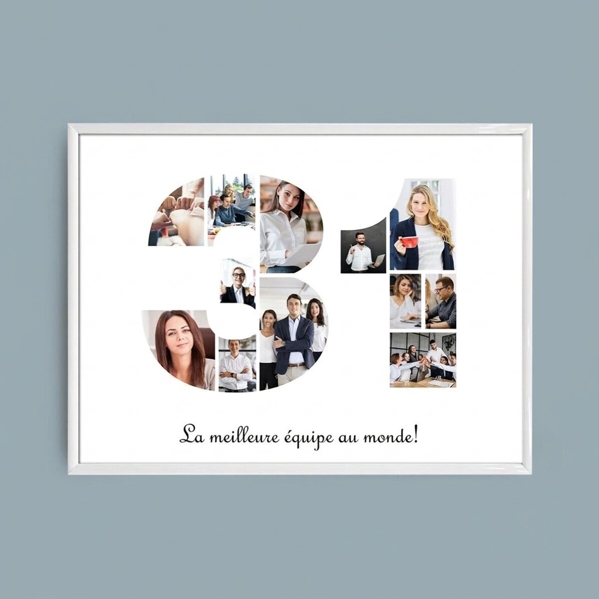 Tableau paysage personnalisé avec 12 photos, modèle n° 31, et un message