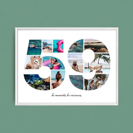 Tableau paysage personnalisé avec 13 photos, modèle n° 59, et un message